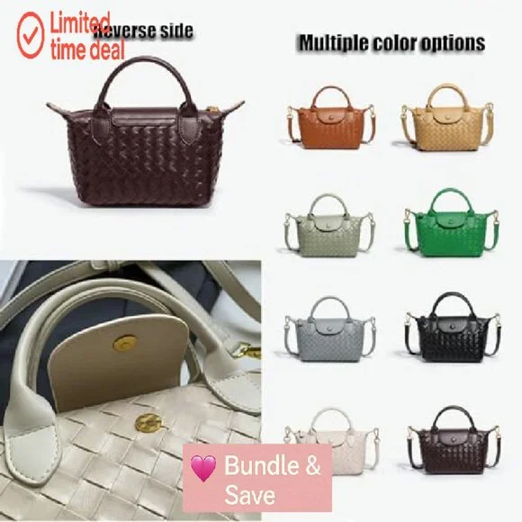Mini Braided Leather Top Handle Satchel Crossbody Bag for Women Daily Use
